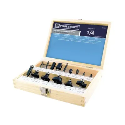 Set De 15 Fresas Para Ruteadora Toolcraft Estuche De Madera