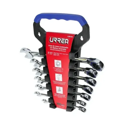 Juego 7 Llaves Mixtas Ratchet Métricas Urrea Reversibles