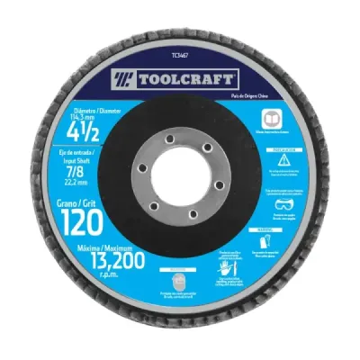 Disco Flap De 4.1/2' Grano 120 Toolcraft Desbaste Y Pulido