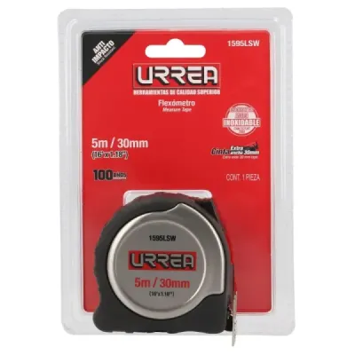 Flexómetro Metro Acero Inoxidable 5 M Urrea Cinta 30 Mm