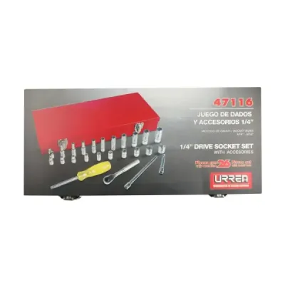 Juego 26 Copas Y Accesorios Cuadro 1/4' Pulgadas Urrea