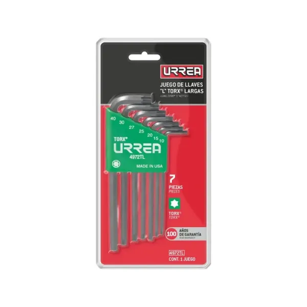 Juego 7 Llaves Bristol Torx En L Urrea Con Pin De Seguridad (4972TT)