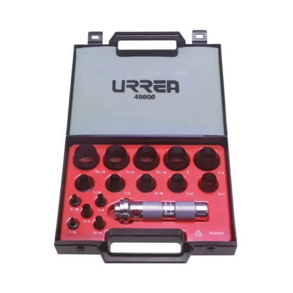Juego Sacabocados Mango Adaptador Industrial Urrea 16 Piezas (49900)