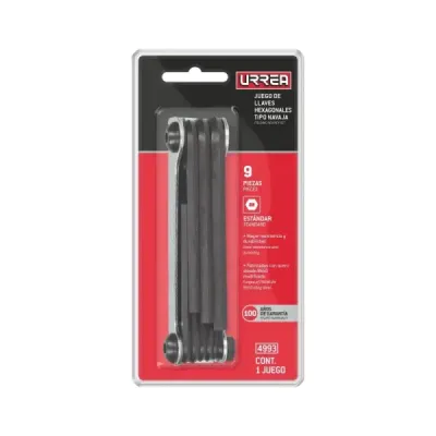 Juego 9 Llaves Bristol 5/64' A 1/4' Tipo Navaja Urrea