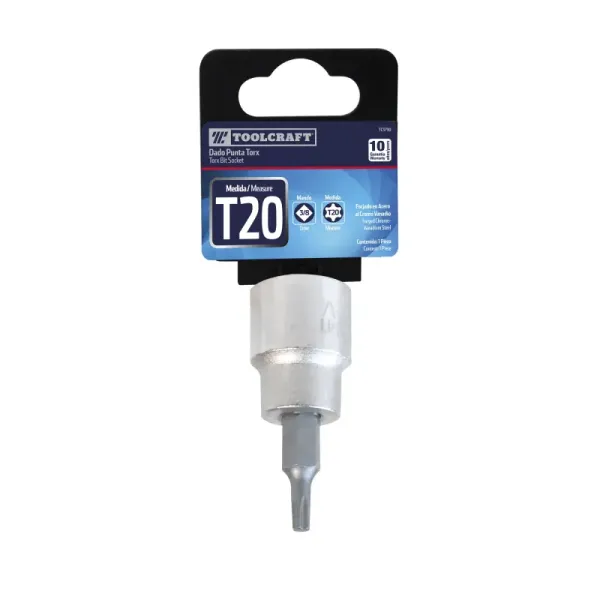 Copa Punta Torx T20 Toolcraft En Acero Cr-v Y Mando 3/8' (TC3790)