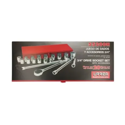 Juego 20 Copas Y Accesorios Cuadro 3/4' 6 Puntas Urrea
