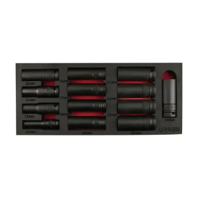 Juego 13 Copas De Impacto Largas Métricas Urrea Cuadro 1/2'