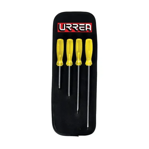 Juego 4 Destornillares Cabinet 3/16' Urrea Mango Ámbar (9600C)