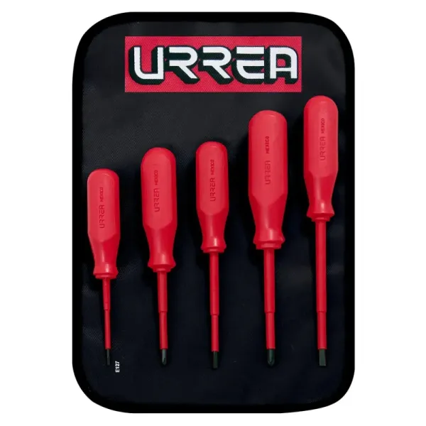Juego 5 Destornilladores Dieléctricos Rojos 1000 V Ca Urrea (9700C)
