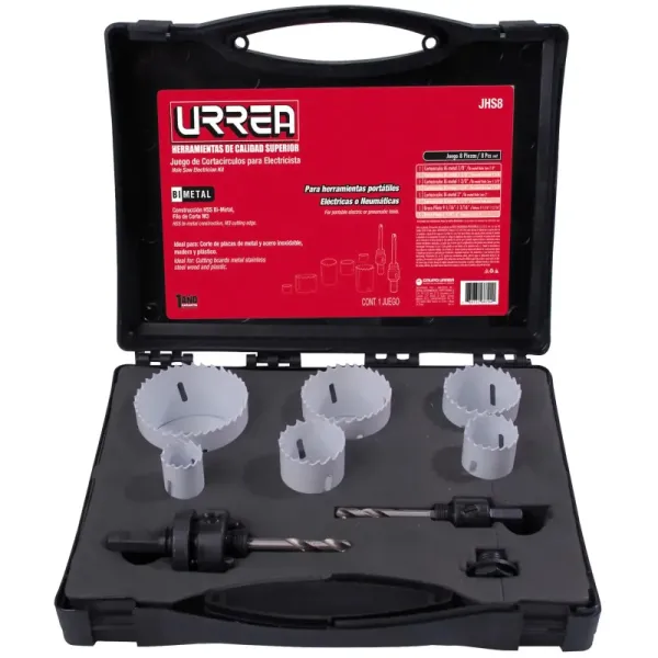 Set Sierra Copa Bimetálica 7/8' A 2.1/2' Urrea 8 Piezas (JHS8)
