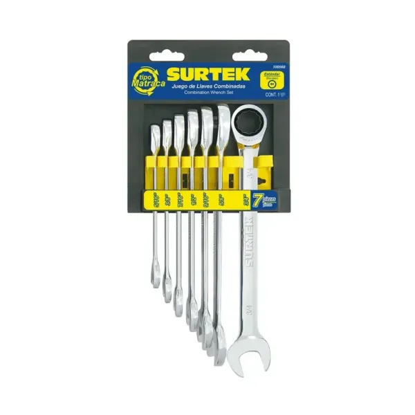 Juego 7 Llaves Mixtas Con Ratchet 5/16' A 3/4' Surtek (100568)