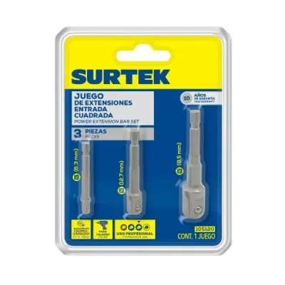 Juego 3 Adaptadores Para Copas 1/4' 3/8' 1/2' Surtek