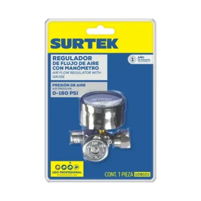 Regulador De Flujo De Aire 0 A 160 Psi Con Manómetro Surtek