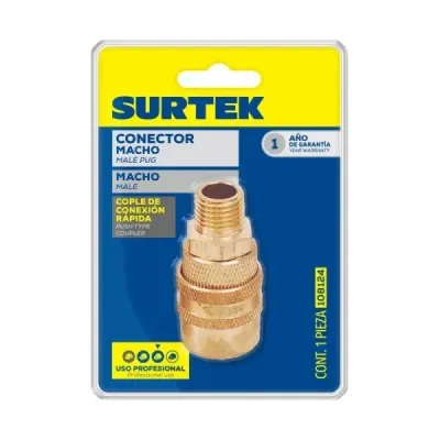 Acople De Bronce Conexión Rápida Macho 1/4' Npt Surtek