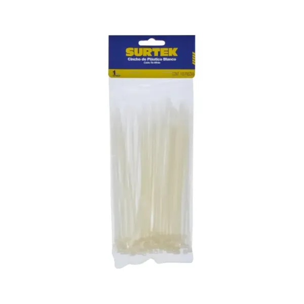 Set 100 Amarres Plásticos Beige 100 Mm X 2.5 Mm Surtek (114200)