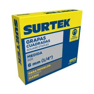 Caja 1000 Grapas Engrapadora Manual 1/4' Tipo T50 Surtek