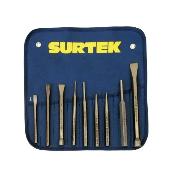 Juego De 9 Cinceles Puntos Y Botadores Surtek Con Estuche (117194)
