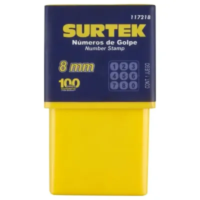 Set 9 Números De Golpe Para Marcar 8 Mm Surtek Con Estuche