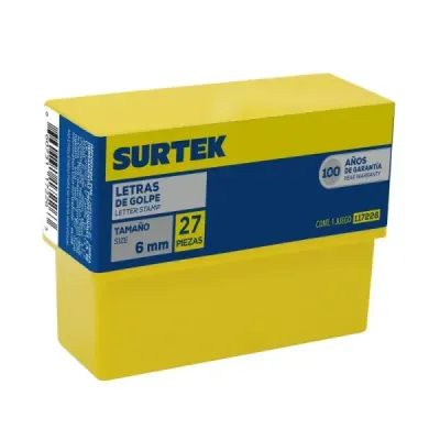Set 27 Letras De Golpe Para Marcar 6 Mm Surtek Con Estuche