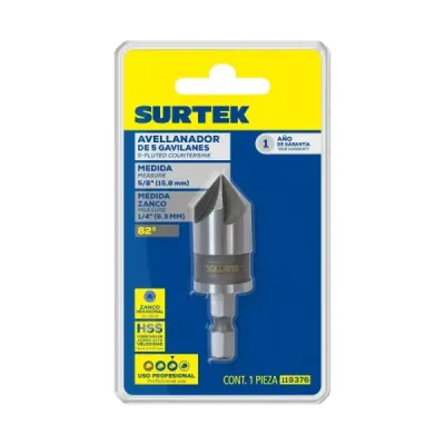 Avellanador 5 Gavilanes 5/8' Acero Inoxidable 82° Surtek
