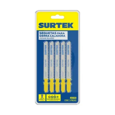 Set 5 Seguetas Rectas Sierra Caladora T 8 Dpp 100 Mm Surtek