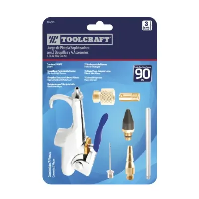 Set De Pistola Sopleteadora 90 Psi Toolcraft Con Accesorios