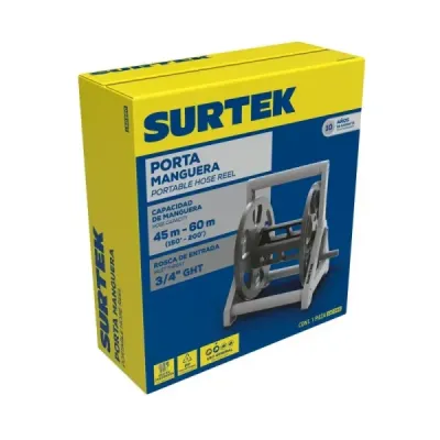 Porta Mangueras Piso Carrete 1/2' 5/8' 60m Surtek Compacto