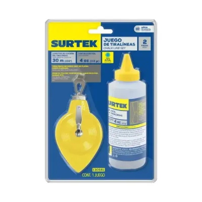 Juego Tiralíneas Cimbra Metálica Con Tiza 30 M 4 Oz Surtek