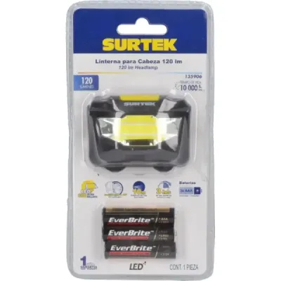 Linterna Led Minera Para Cabeza 120 Lm Ip40 Surtek De Pilas