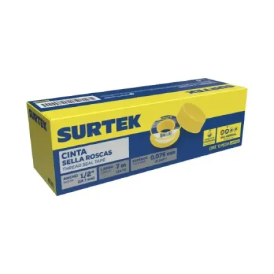Cinta Teflón Sella Roscas 1/2' 7 M Surtek Espesor 0.075 Mm