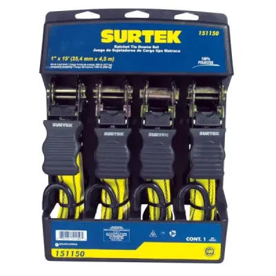 Set 4 Sujetadores Eslingas Tipo Matraca 4.5 M 227 Kg Surtek