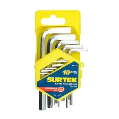 Juego 10 Llaves Bristol Tipo L Pulgada 1/16' A 3/8' Surtek