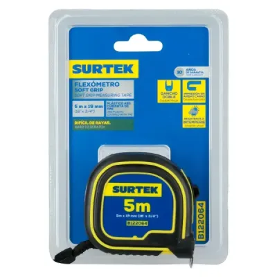 Flexómetro Cuerpo Soft Grip 5 M X 3/4' Surtek Doble Cara