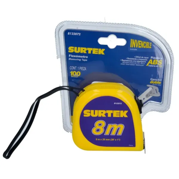 Flexómetro Cuerpo Plástico Abs 8 M X 1' Surtek Doble Cara (B122072)