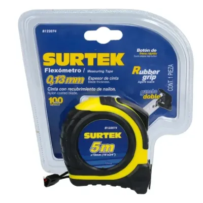 Flexómetro Cuerpo Rubber Grip 5 M X 3/4' Surtek Doble Cara