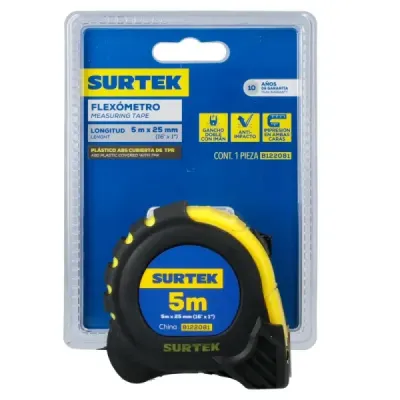Flexómetro Cuerpo Anti-impacto 5 M X 1' Surtek Doble Cara
