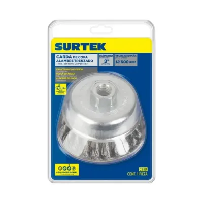 Grata Copa Trenzada 3' Rosca 5/8' Surtek Alambre 0.35 Mm