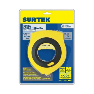 Cinta Métrica Larga Metálica 20 M X 13 Mm Surtek Cuerpo Abs