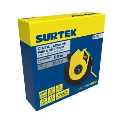Cinta Métrica Fibra De Vidrio 20 M X 13 Mm Surtek Cuerpo Abs