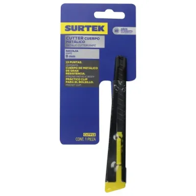 Cutter Bisturí Metálico 6' Hoja 9 Mm Automático Surtek