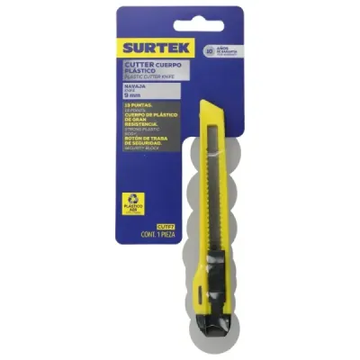 Cutter Bisturí Plástico 8' Hoja 9 Mm Automático Surtek