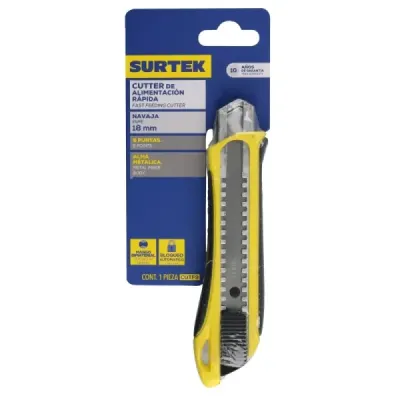 Cutter Bisturí Bimaterial 8' Hoja 18 Mm Automático Surtek