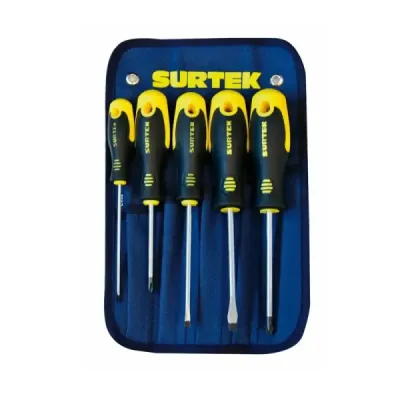 Juego 5 Destornilladores Magno Bimaterial 3 Puntas Surtek