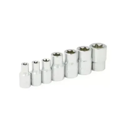 Juego 7 Copas Torx E6 A E16 Surtek Con Cuadro 1/4' Y 3/8'