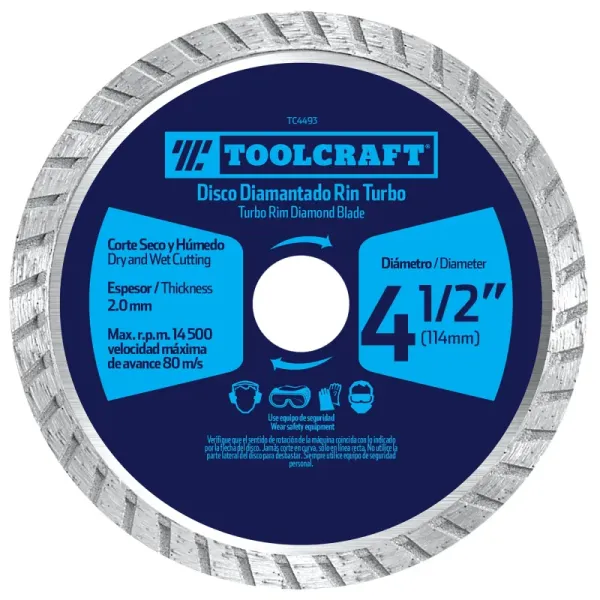 Disco Diamantado De 4.1/2' Toolcraft 2.2 Mm Corte Turbo (TC4493)