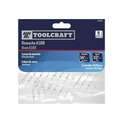 50 Remaches 1/8' X 1.1/16' As41 Toolcraft Tapa De 1/4'