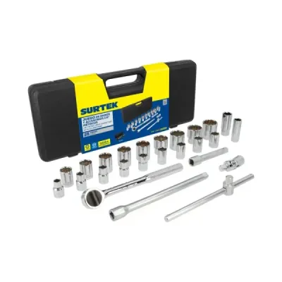 Juego 25 Copas Ratchet Y Extensión 1/2' Métrico Surtek