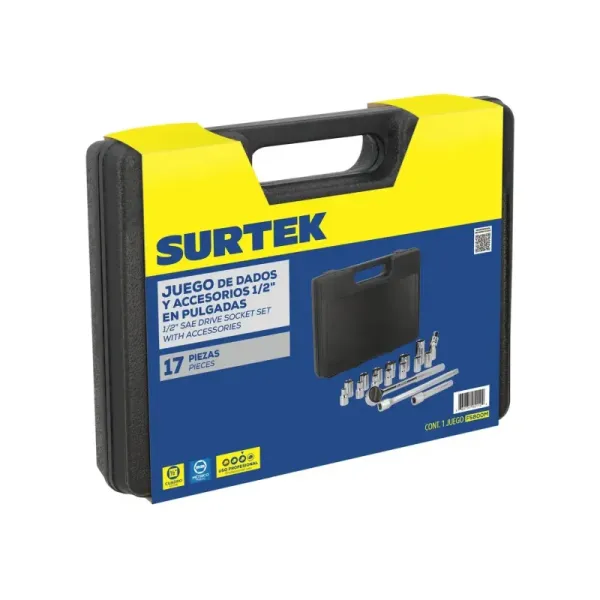 Juego 17 Copas Ratchet Y Extensión 1/2' Métrico Surtek (F5800M)
