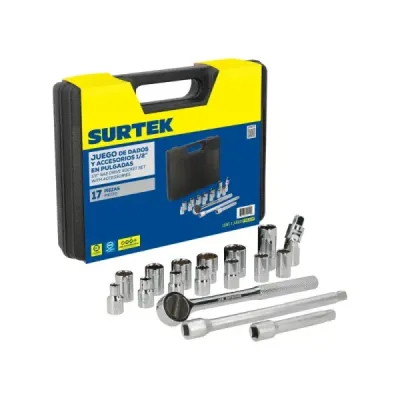 Juego 17 Copas Ratchet Y Extensión 1/2' Métrico Surtek