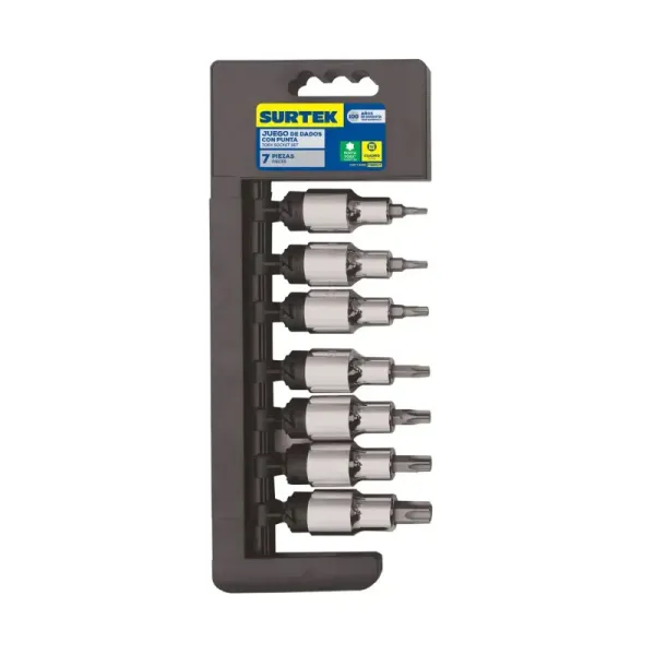 Juego 7 Puntas Torx Cortas T20 A T55surtek Cuadro 1/2' (F5801T)